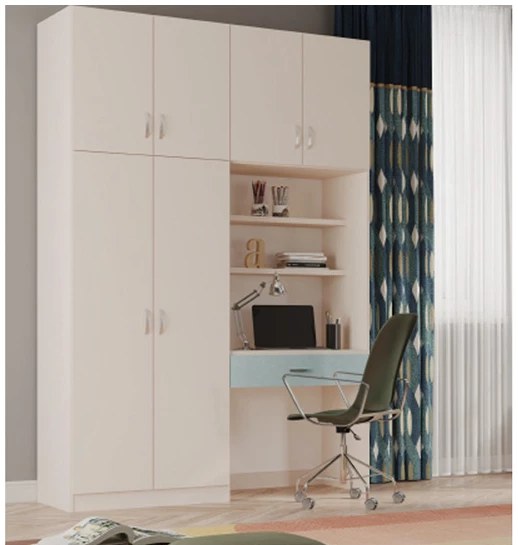 ארון בגדים 6 דלתות משולב ספריה ושולחן לחדר ילדים - KIDI Room